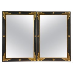 Gorgeous Pair of Empire Style Black & Gold Wall Mirrors