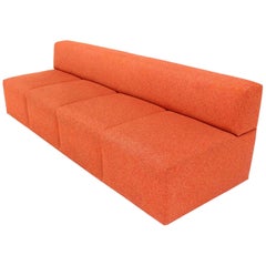Vintage Orange Upholstery Steelcase Sofa Booth