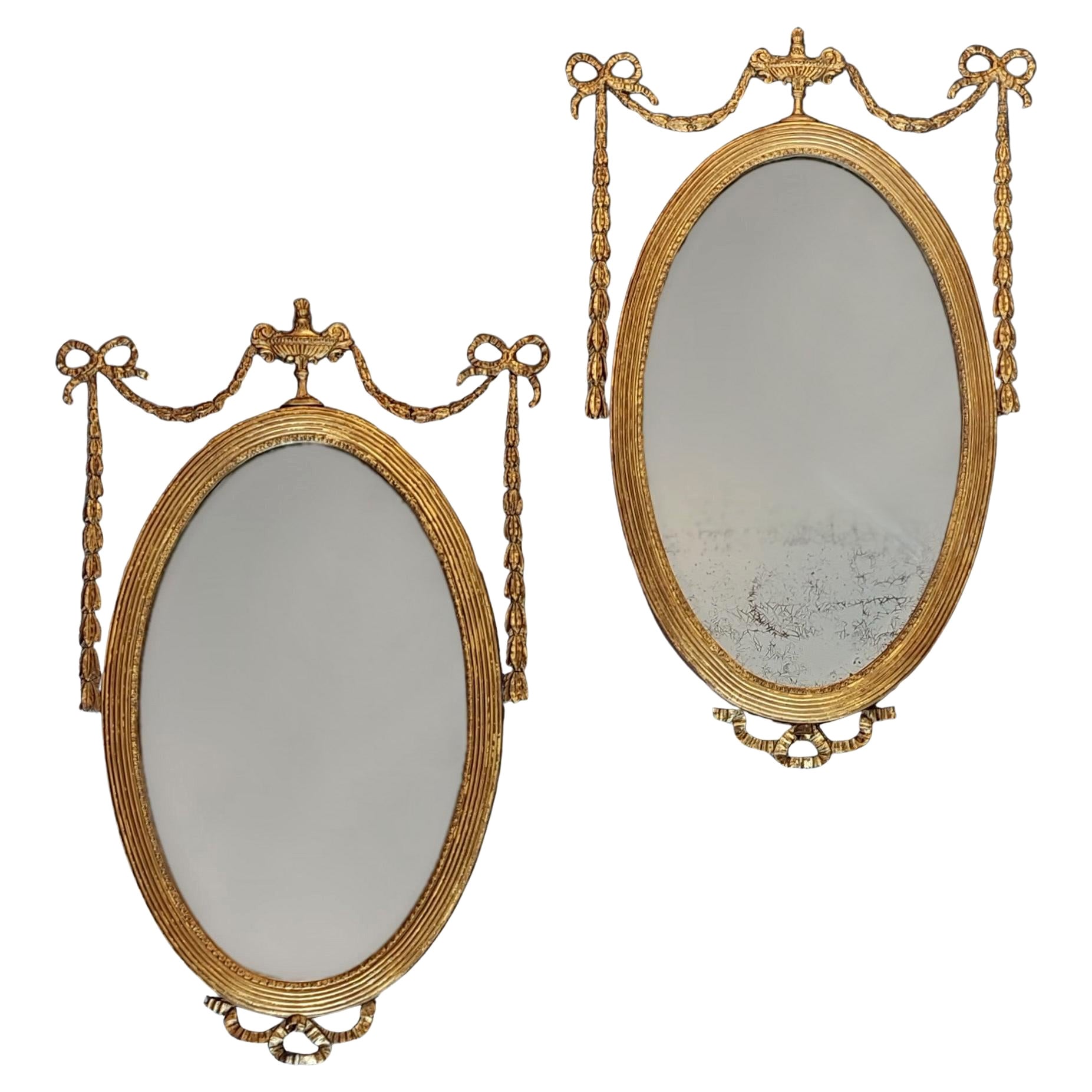Pair of Adam Revival Giltwood Mirrors