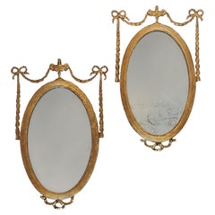 Antique Pair of Adam Revival Giltwood Mirrors