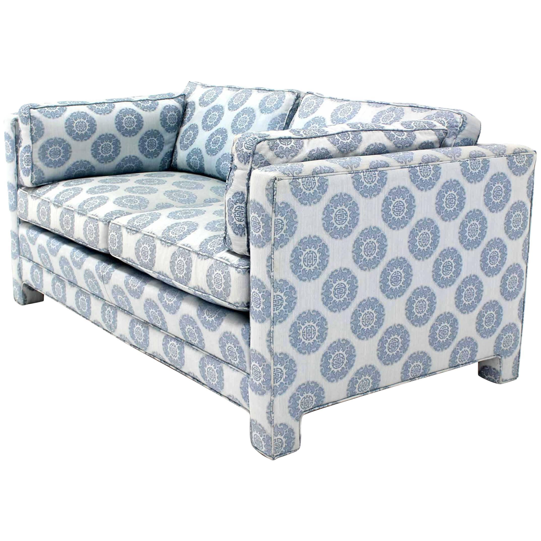 Blue Upholstery Mid-Century Modern Loveseat Settee by Henredon