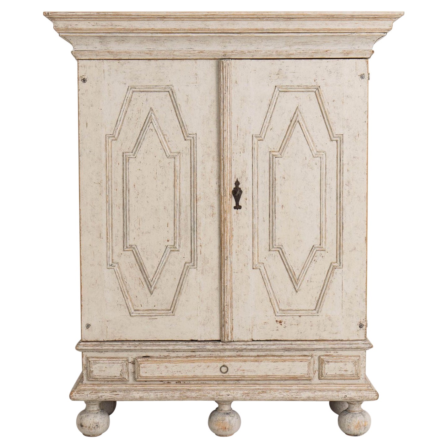18th c. Swedish Baroque Period Painted Cabinet
