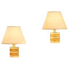 pair of brass table lamps att. to Romeo Rega