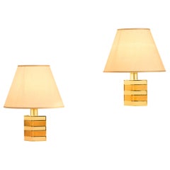 paar Messing-Tischlampen von Romeo Rega