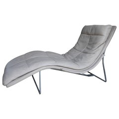 Used 1980s Roche Bobois Leather Chaise Lounge 