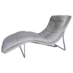 1980s Roche Bobois Leather Chaise Lounge
