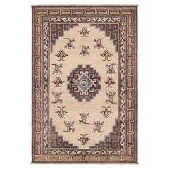 Rug & Kilim’s Art Deco Style Rug with Medallion and Butterfly Patterns