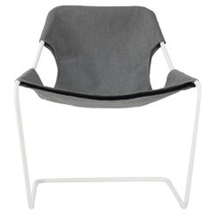 Paulistano Outdoor Slate Fabric And White Steel Chair by Objekto