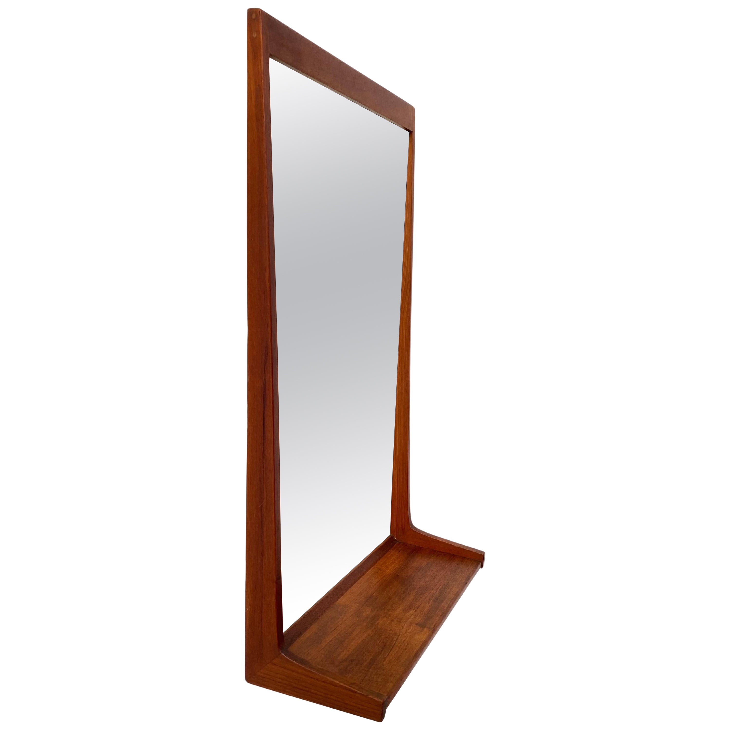 Kai Kristiansen Solid Teak Mirror Model 180 for Aksel Kjersgaard, Denmark, 1960s