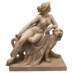 Arianna sulla pantera, scultura in marmo bianco