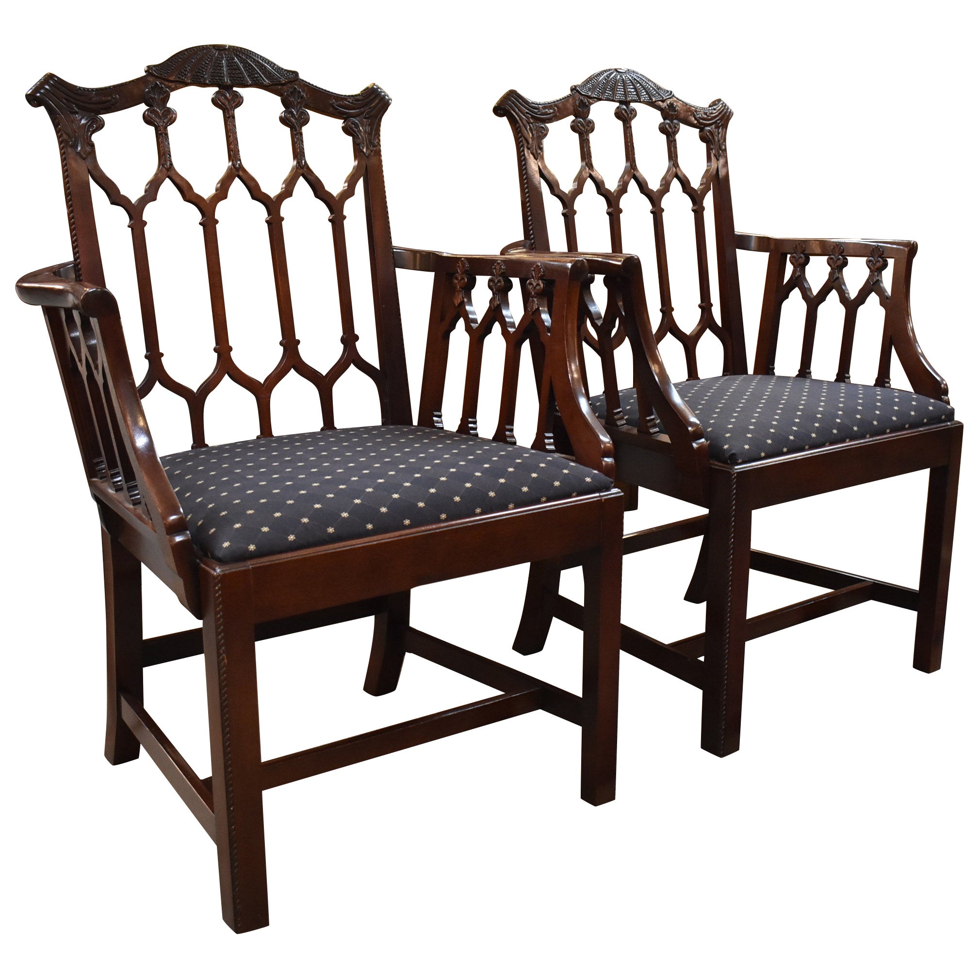 Pair of Baker Chippendale Arm Chairs