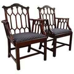 Pair of Baker Chippendale Arm Chairs