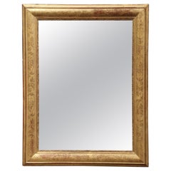 19th Century French Louis Philippe Giltwood Wall Mirror with Foliage Engravings