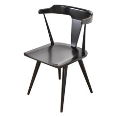 Paul McCobb Planner Group Black Lacquered T-Back Side Chair, Newly Refinished