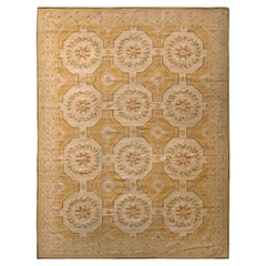 Rug & Kilim's Aubusson Style Flat Weave Beige-Brown Floral Pattern