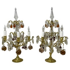 Coppia di Girandole francesi in cristallo e bronzo dorato, CIRCA 1890
