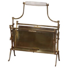 Mid-20th Century, French Brass and Marble Magazine Rack Maison Jansen Style