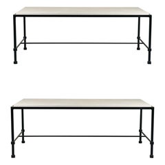 Pair of 'Ébauche' Wrought Iron and Limestone Coffee Tables by Design Frères