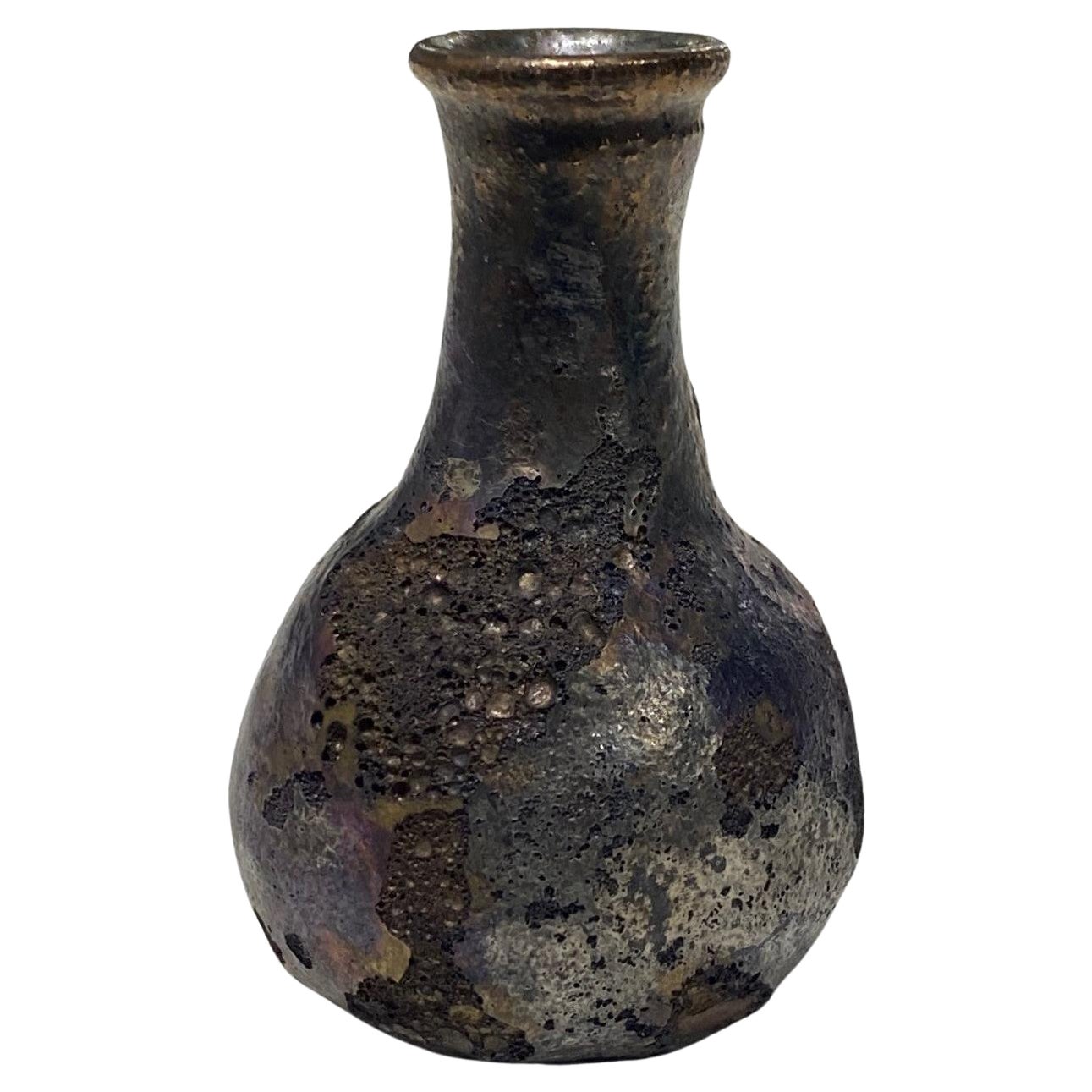 Beatrice Wood Jarrón firmado de mediados de siglo de California Pottery con esmalte brillante de lava oscura