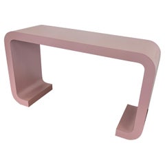 Vintage 1980 Pink Waterfall Curvy Console Table