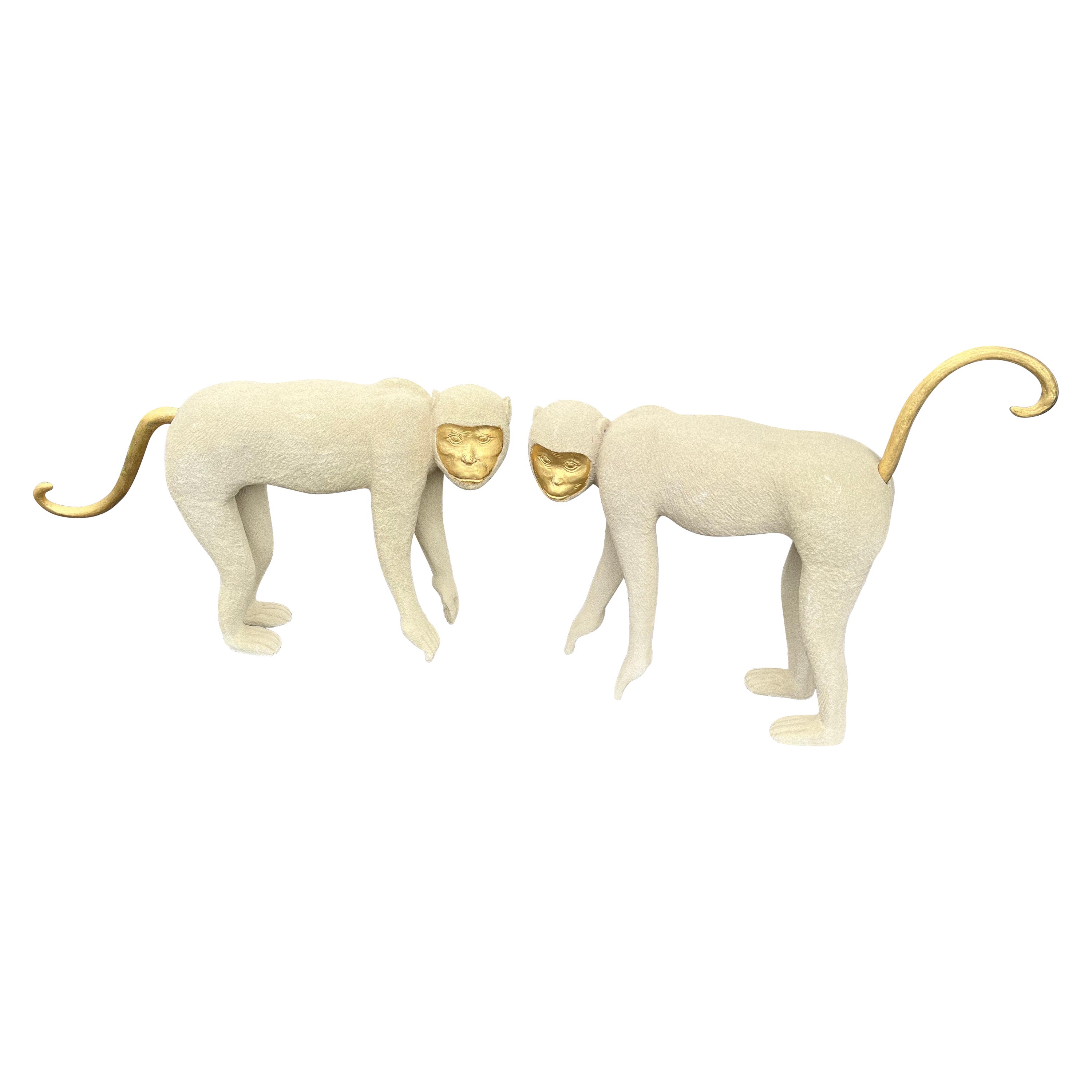 Estatuas de monos de tamaño natural con textura de 1980 - un par