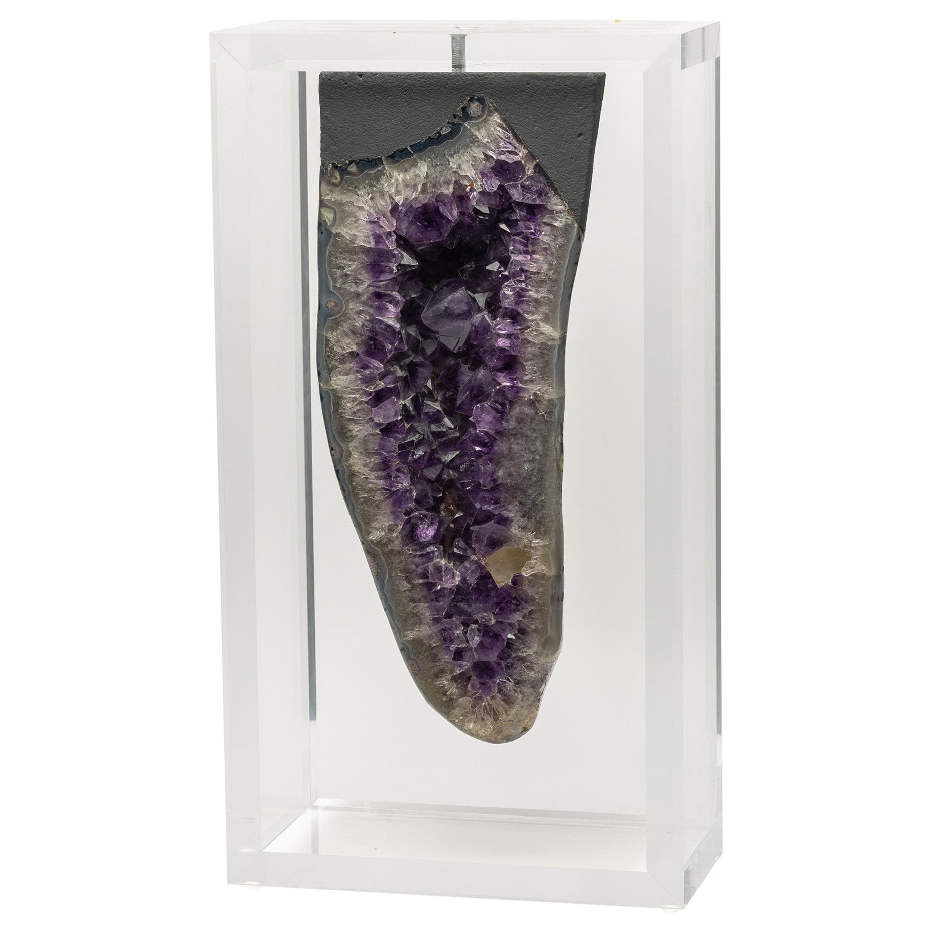 Brazilian Amethyst Cathedrals mounted in original design acrylic base