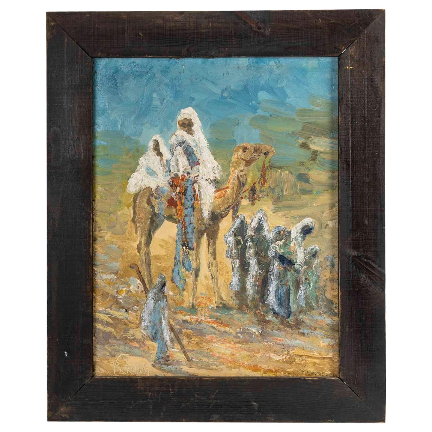 Orientalist Painting by Lucien Pérona, Early 20th Century.