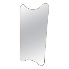 1960s Italy Brass Mirror-Lovely Curvature Above and Below