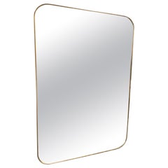 Vintage Large Wide Brass Mirror, Curved corners- Italy Midcentury