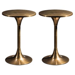 1960s Design Style Pair of Patina Brass Side Tables