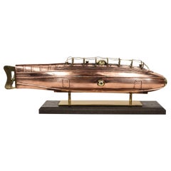 Early 20th century scale model of the submarine Ictineo II copper-clad zamak