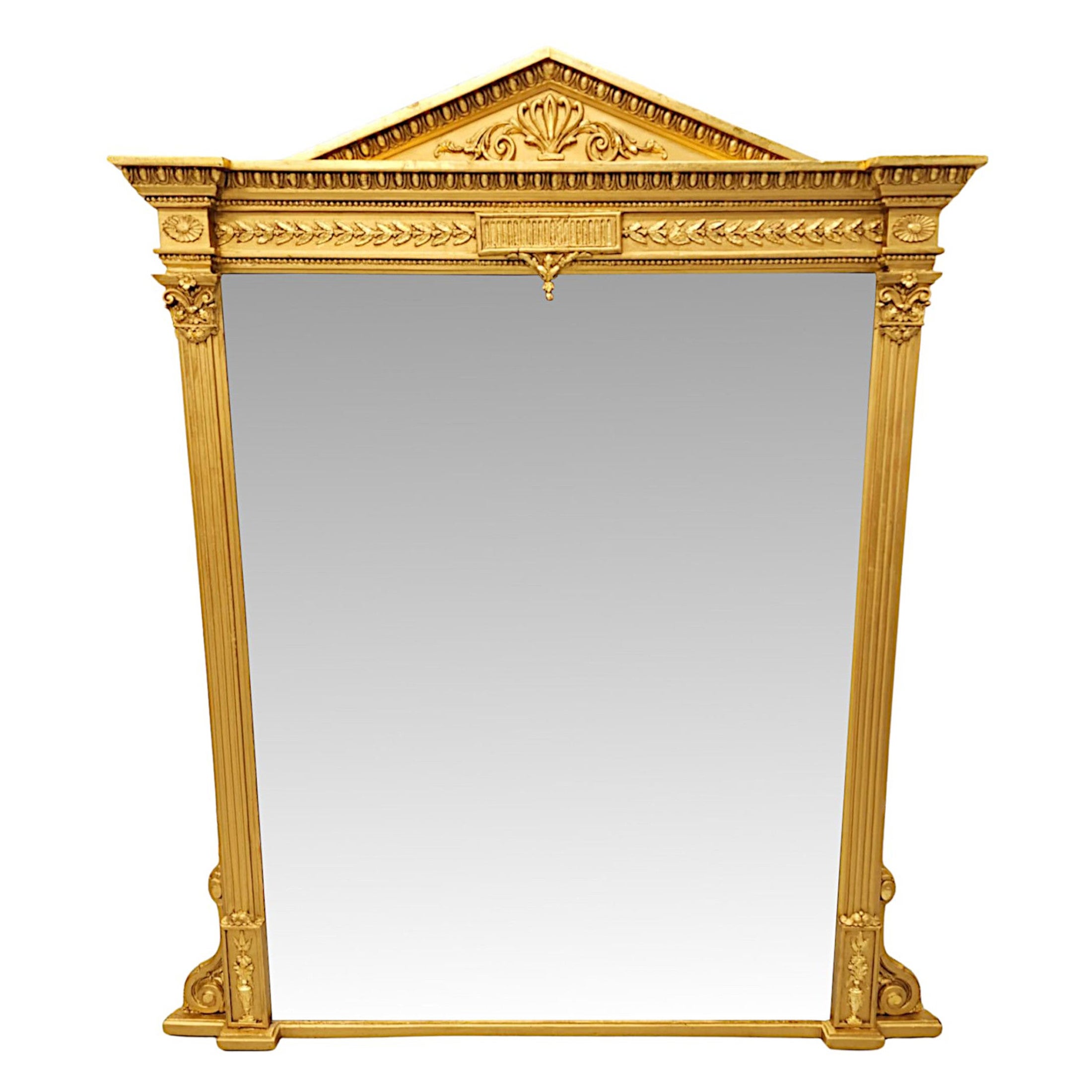 A Stunning 19. Jahrhundert Giltwood Overmantel Spiegel