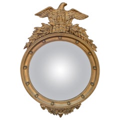 Miroir convexe Giltwood Eagle Bullseye de l'American Federal