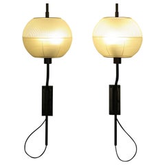 Stilnovo Italian Midcentury Glass Metal Sconce Wall Light 1960s