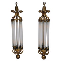Used Pair of Rex Theater Brass Chandeliers, France, circa 1950