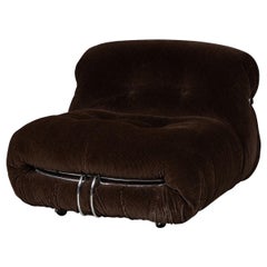 A 20th Century "Soriana" Armchair In Brown Fabric By Tobia Scarpa For Cassina