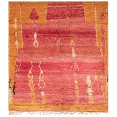 Retro Tribal Moroccan Red Orange Wool Rug