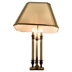 Antique Regency Style Painted Brass Candle Lamp   