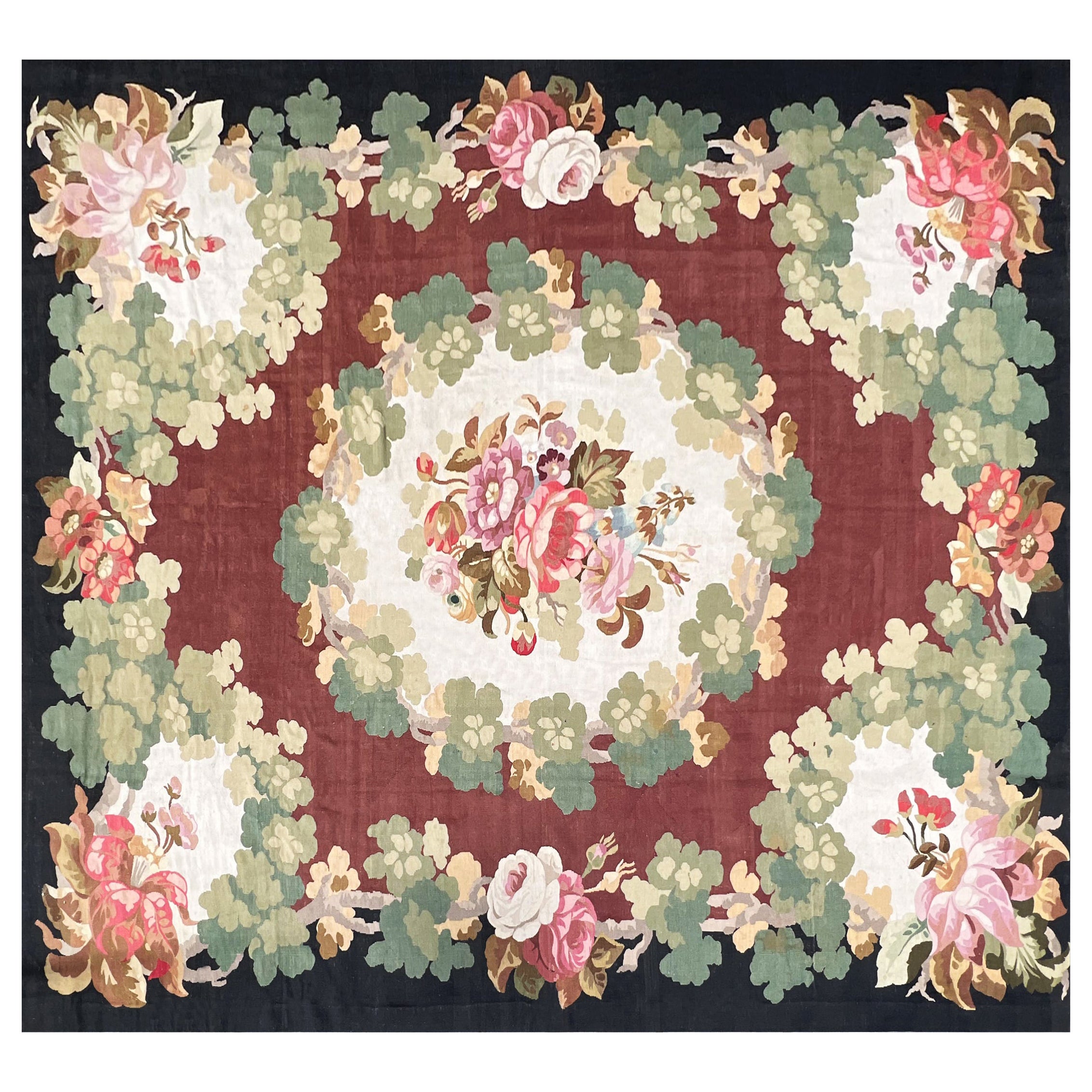 Rara Alfombra de la Royal Manufacture of Aubusson Circa 1860 - N° 1411