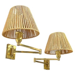 Swing Arm Brass Sconces attributed to George W. Hansen for Metalarte