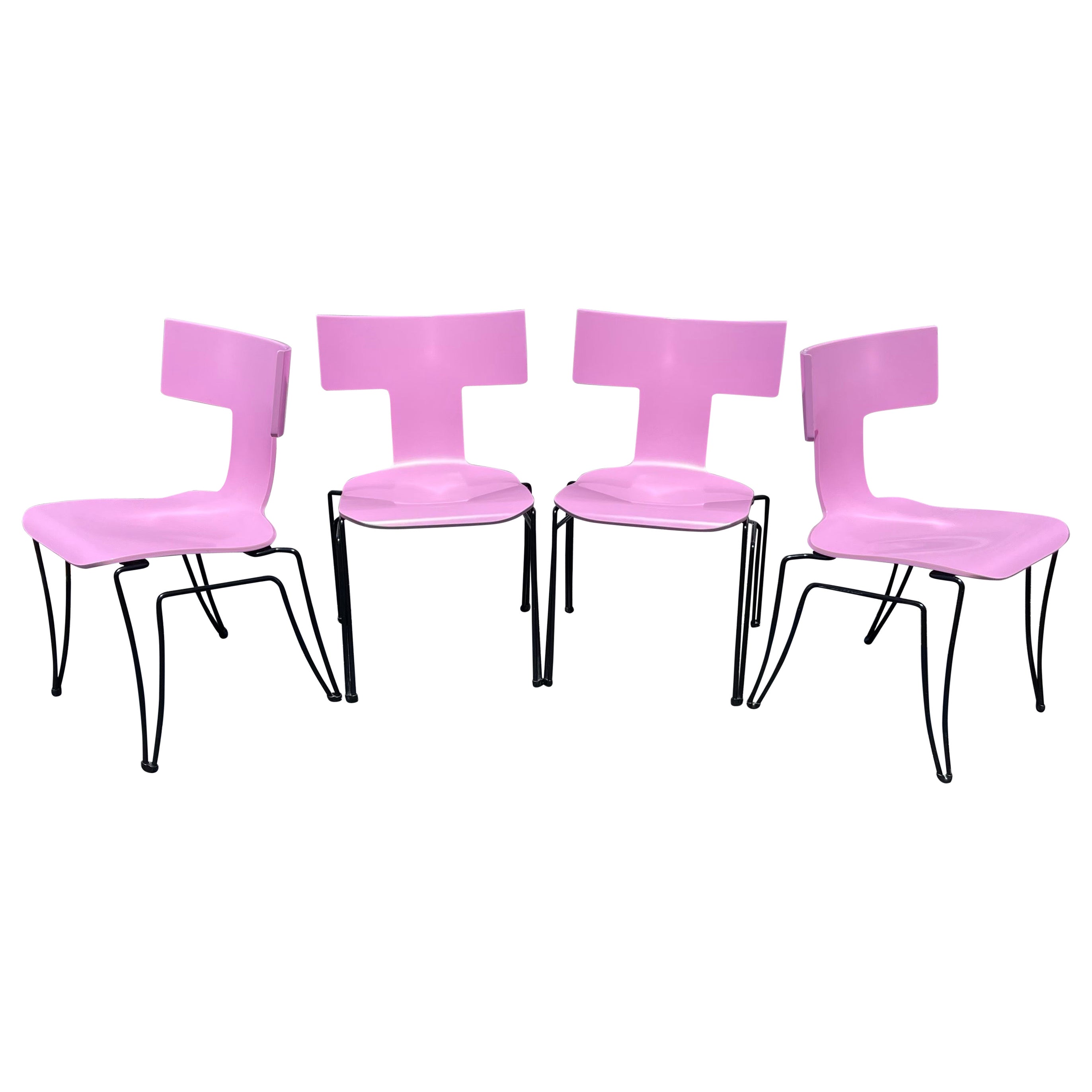 Postmodern Donghia Anziano Pink Bentwood Klismos Chair by John Hutton, Set of 4