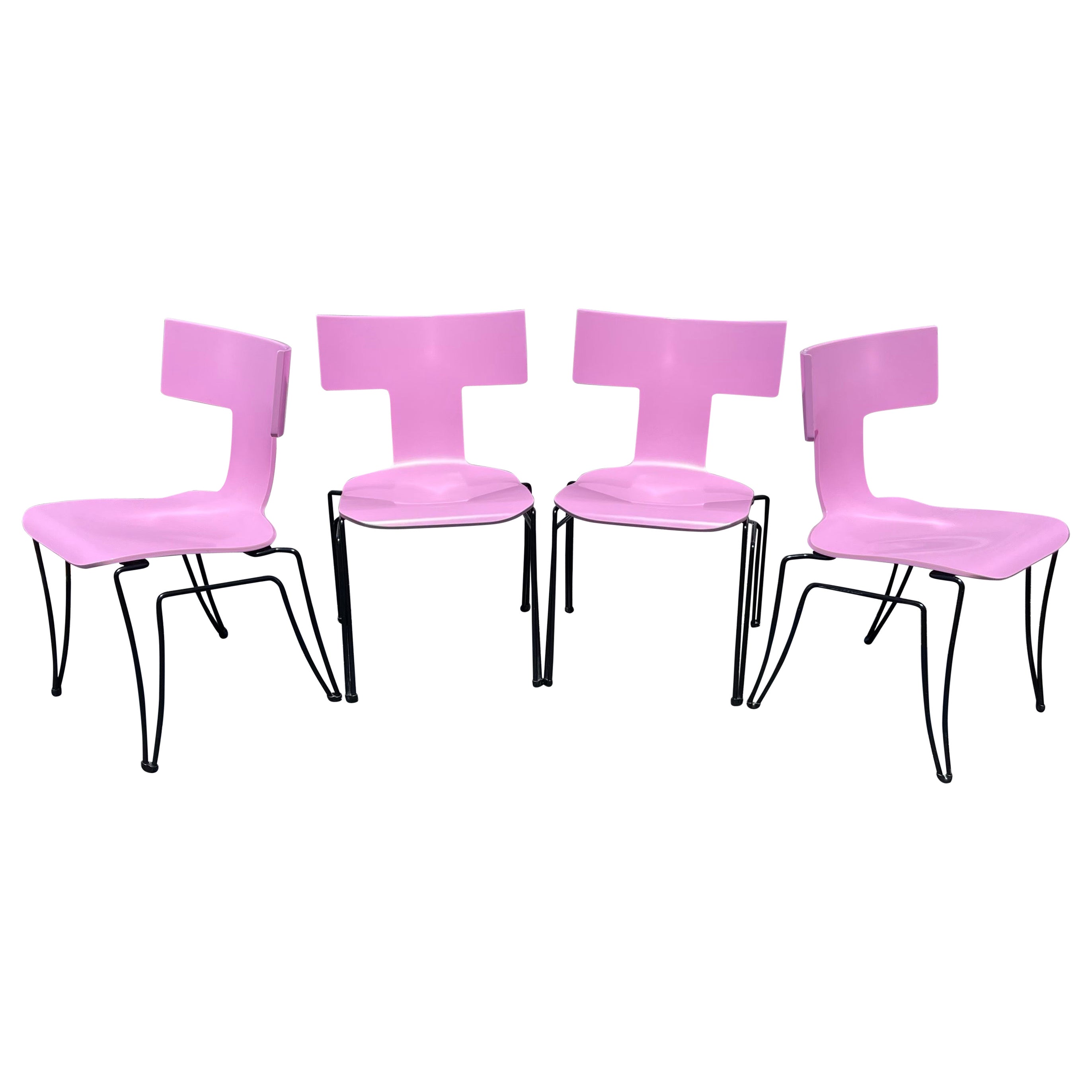 Postmodern Donghia Anziano Pink Bentwood Klismos Chair by John Hutton, Set of 4 For Sale