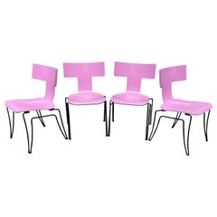 Retro Postmodern Donghia Anziano Pink Bentwood Klismos Chair by John Hutton, Set of 4
