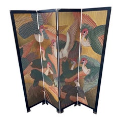 1980 Gold & Pink Birds Room Divider