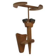 Mid-Century French Oak and Ceramic Wall Sconce by Guillerme et Chambron