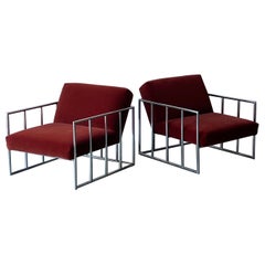 Vintage Milo Baughman Style Chrome Lounges - a Pair