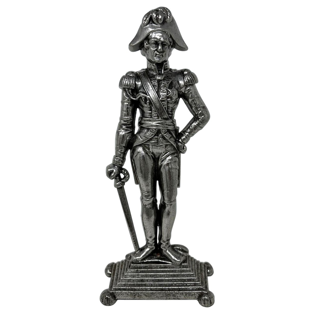 Antiguo Tope de Puerta Victoriano de Hierro Fundido Plateado Duque de Wellington Interés Irlandés