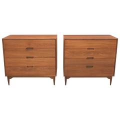 Pair of Brown Saltman Walnut Chest of Drawers