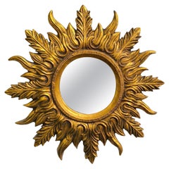 Miroir Sunburst doré du milieu du siècle dernier