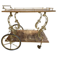 Aldo Tura lacquered goat skin and brass bar cart